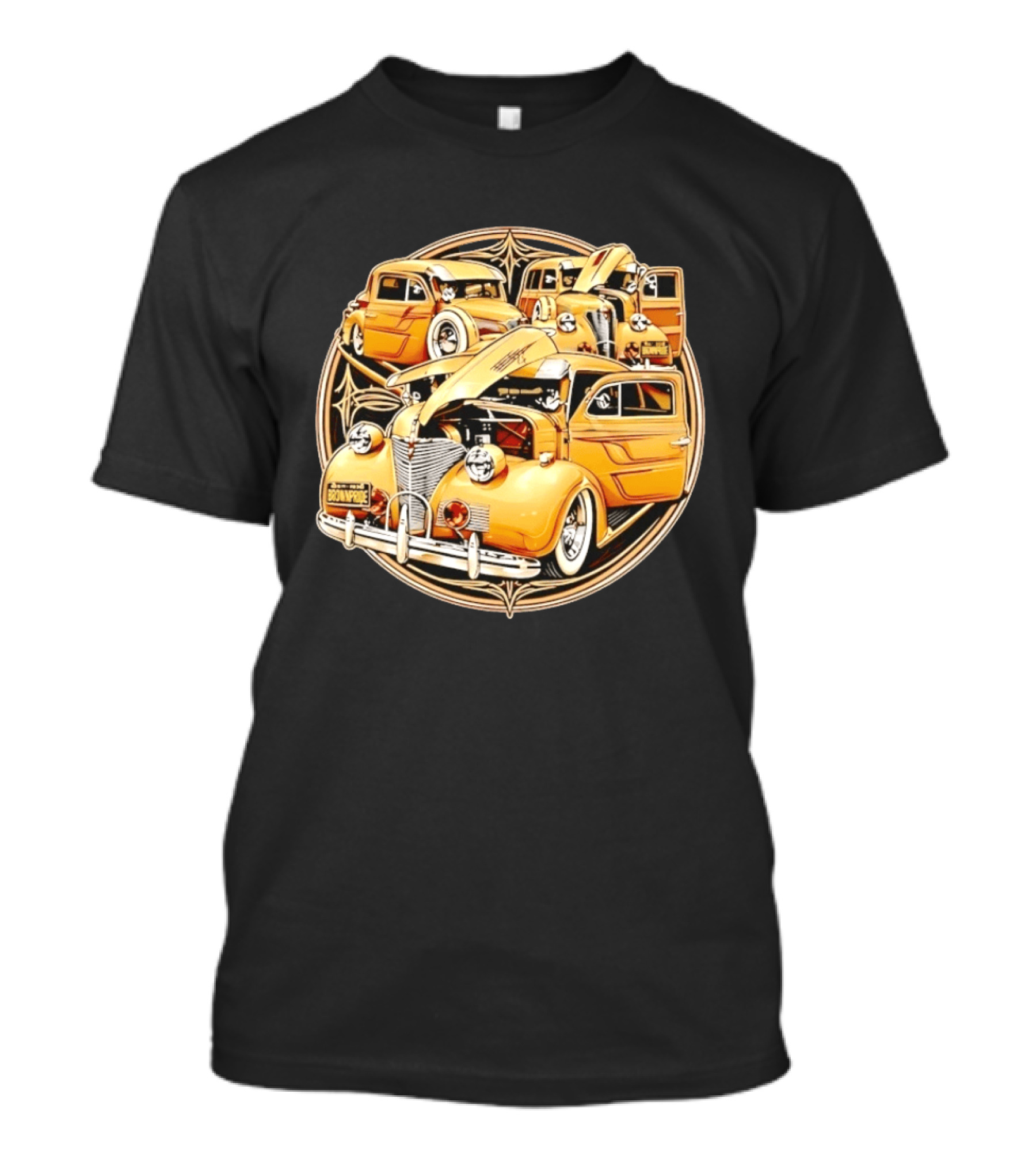 Brown Pride Lowrider Classic Cars Vintage Custom Car Art Deco T-Shirt