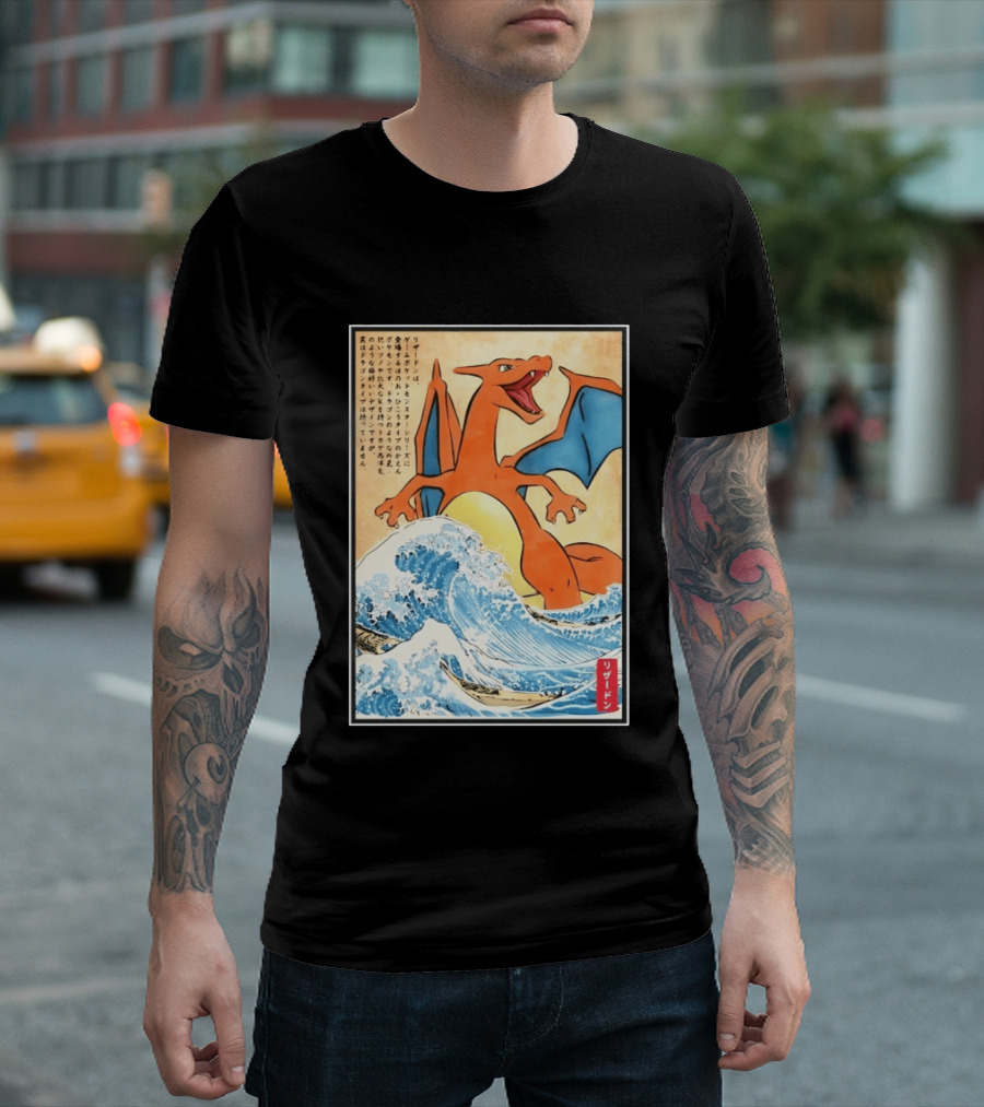 Charizard Ukiyo E Wave Japanese Pokemon Lizardon Kanagawa Print T-Shirt