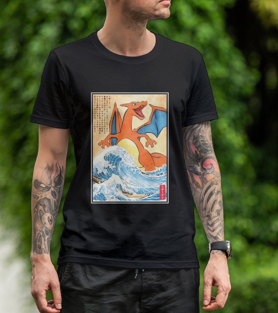 Charizard Ukiyo E Wave Japanese Pokemon Lizardon Kanagawa Print T-Shirt