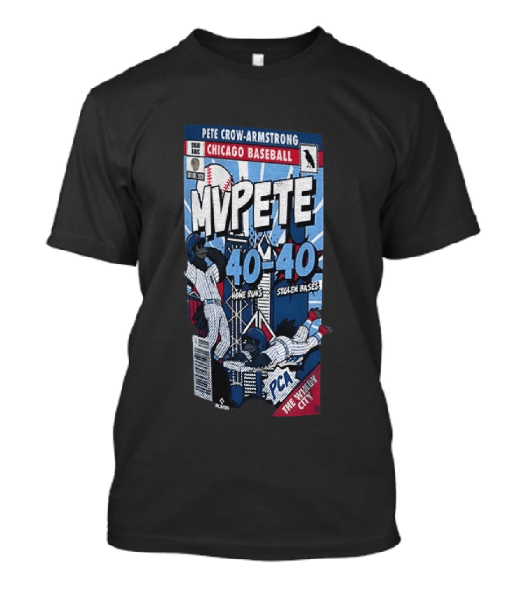 Chicago Cubs MVPete Pete Crow Armstrong 40 Home Runs 40 Stolen Bases Comic The Windy City T-Shirt