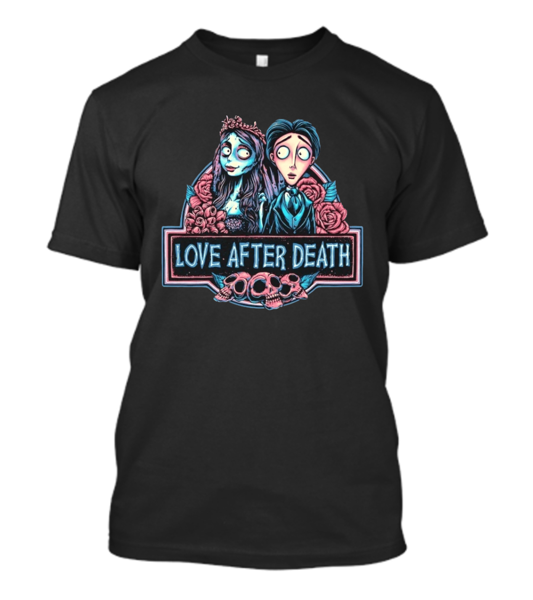 Corpse Bride Love After Death Tim Burton Roses Skulls T-Shirt