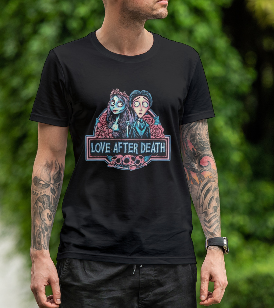 Corpse Bride Love After Death Tim Burton Roses Skulls T-Shirt