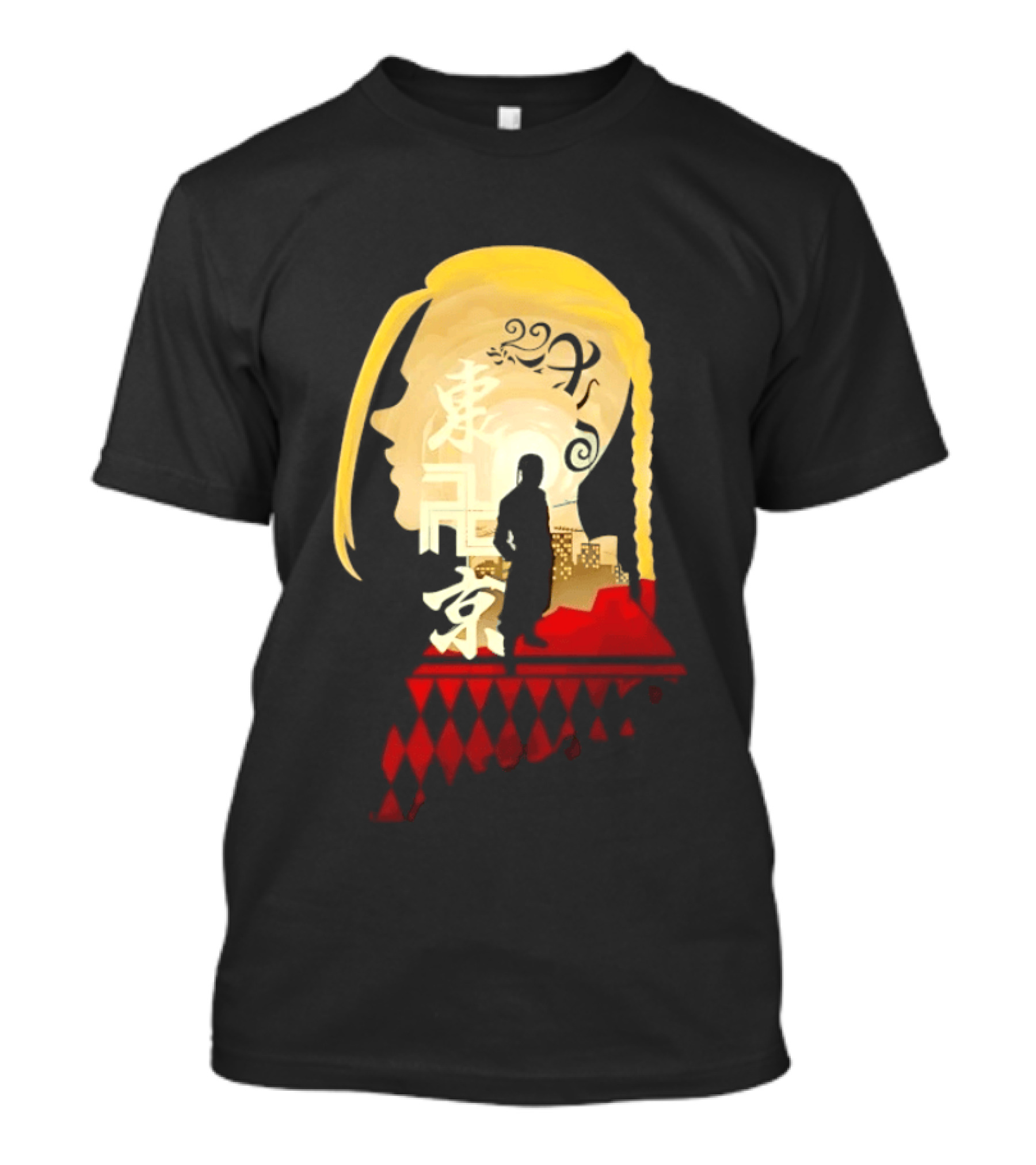 Ken Ryuguji Tokyo Revengers Draken Silhouette Art Japan Cityscape Hair T-Shirt