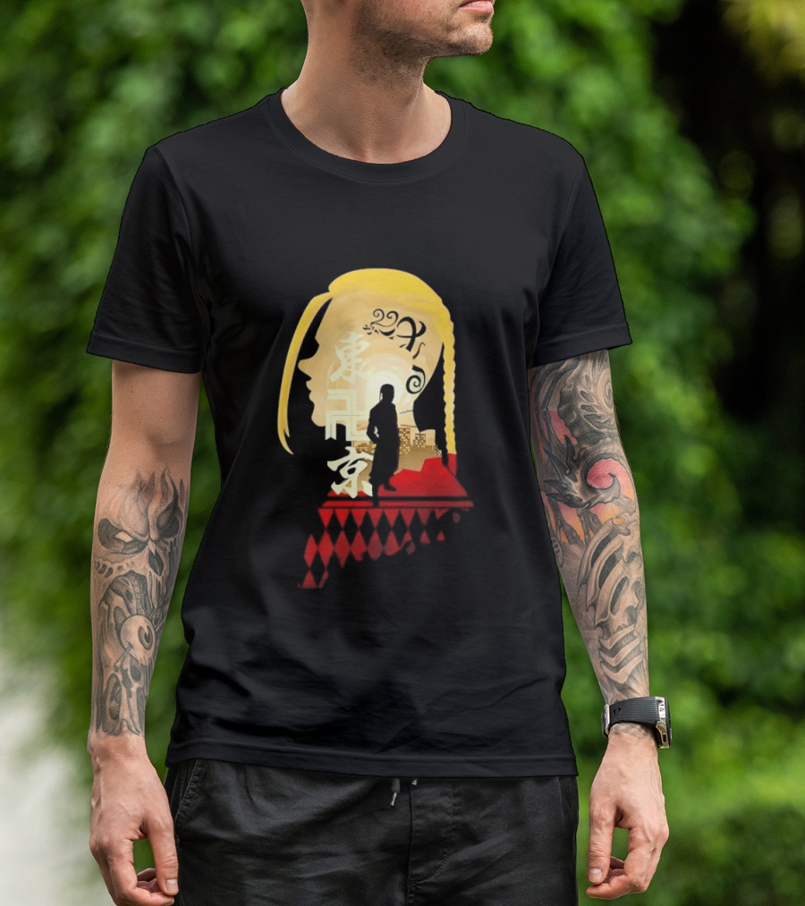 Ken Ryuguji Tokyo Revengers Draken Silhouette Art Japan Cityscape Hair T-Shirt