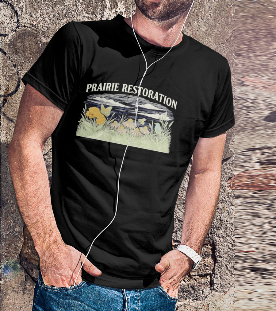 Prairie Restoration Butterfly Hummingbird Wildflowers Botanical Wildlife T-Shirt