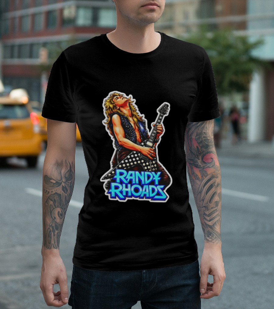 Randy Rhoads Polka Guitar Blonde Guitarist Playing T-Shirt
