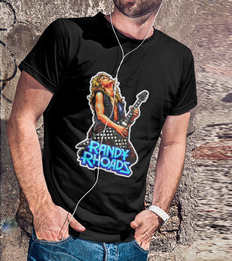 Randy Rhoads Polka Guitar Blonde Guitarist Playing T-Shirt