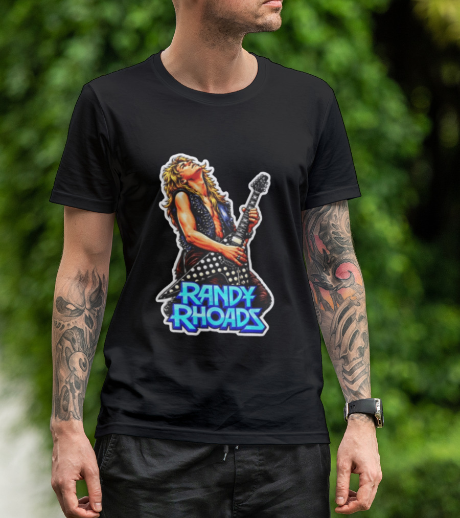 Randy Rhoads Polka Guitar Blonde Guitarist Playing T-Shirt