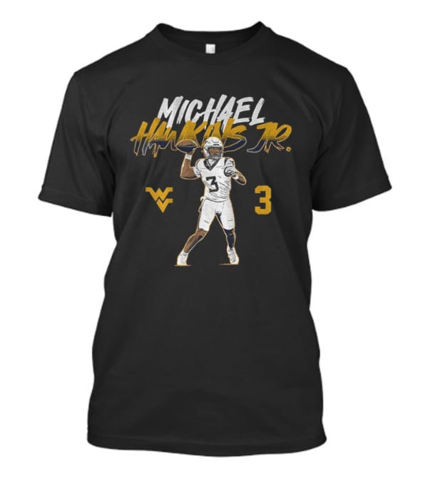 West Virginia Football Michael Hawkins Jr 3 Quarterback Pose T-Shirt