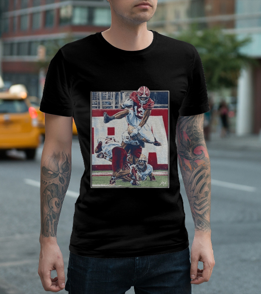Alabama Football EJ Crowell Leaping Over Noles Defenders T-Shirt