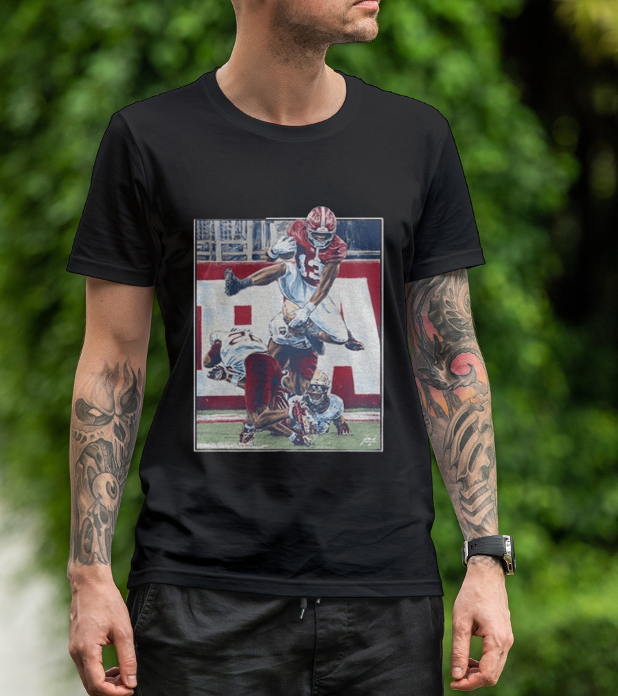 Alabama Football EJ Crowell Leaping Over Noles Defenders T-Shirt