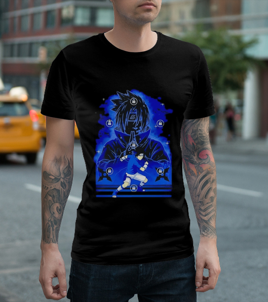 Sasuke Uchiha Naruto Anime Ninja Sharingan Chidori Jutsu T-Shirt