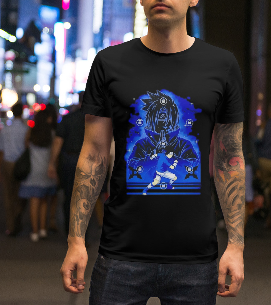 Sasuke Uchiha Naruto Anime Ninja Sharingan Chidori Jutsu T-Shirt