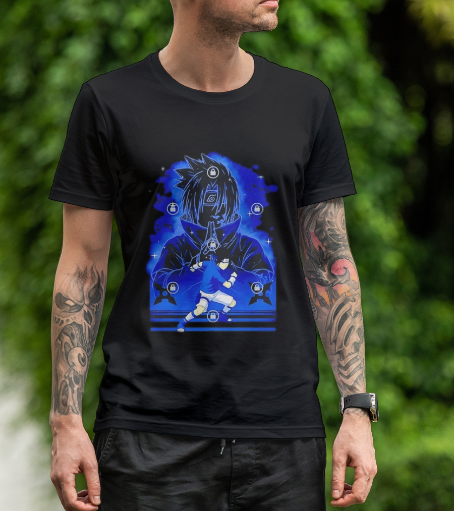 Sasuke Uchiha Naruto Anime Ninja Sharingan Chidori Jutsu T-Shirt