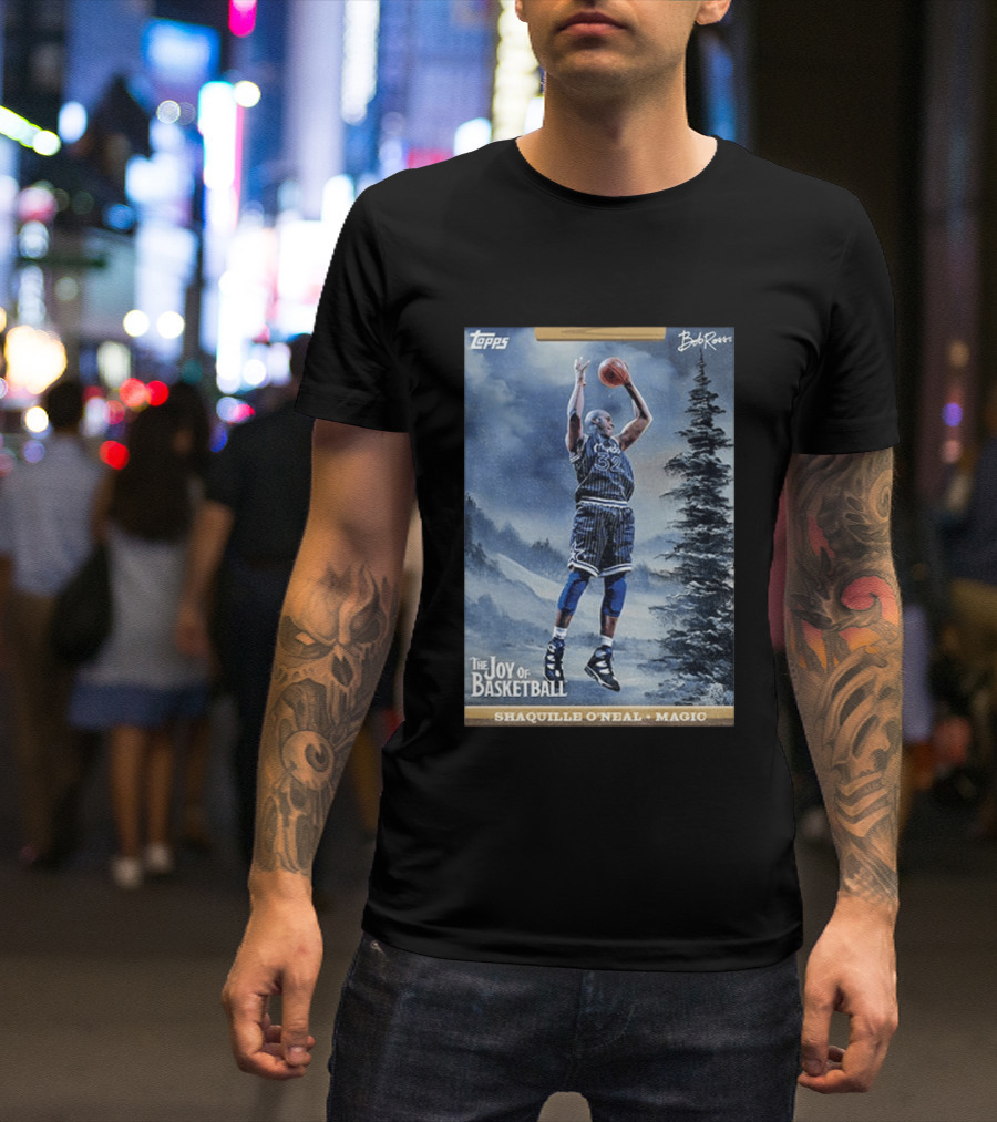 Shaquille O'Neal Magic Topps Bob Ross The Joy Of Basketball Card T-Shirt