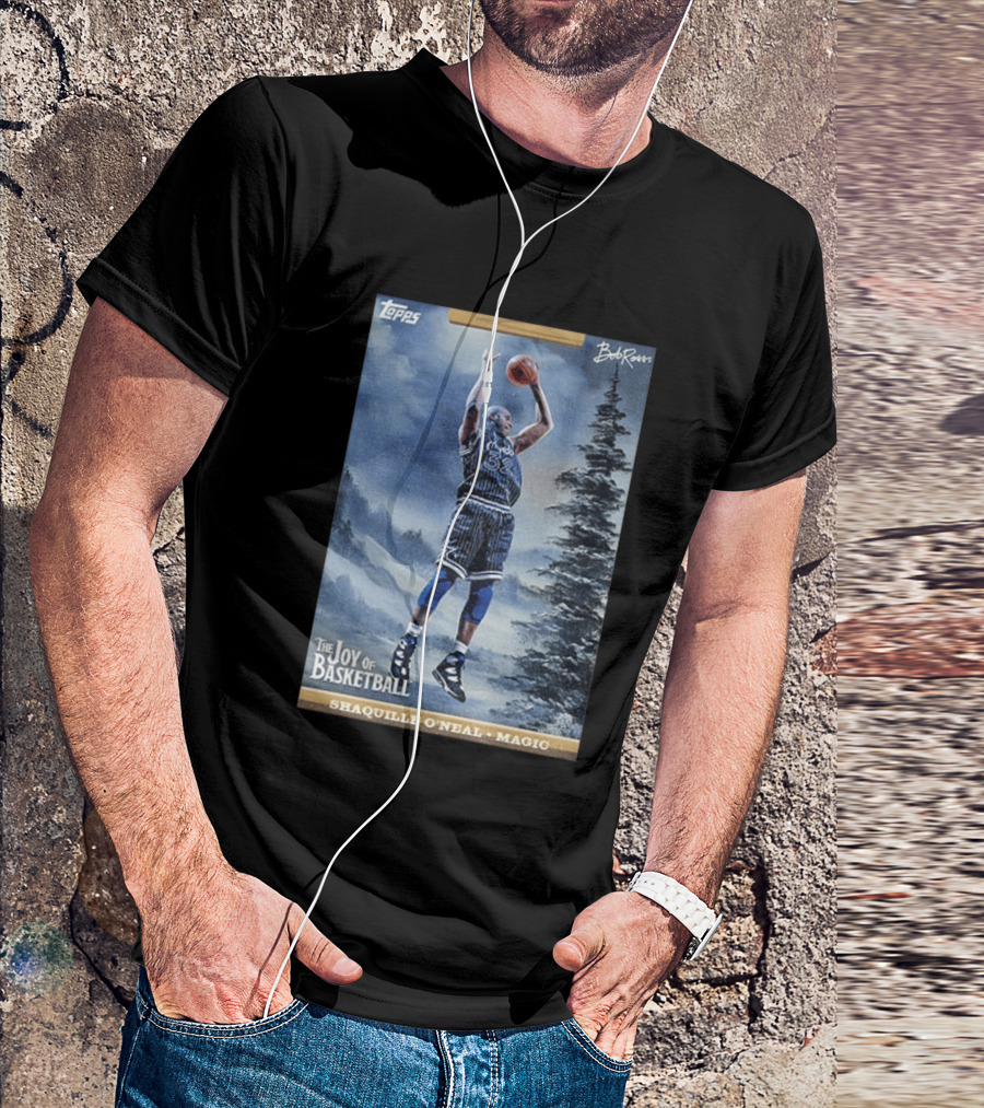 Shaquille O'Neal Magic Topps Bob Ross The Joy Of Basketball Card T-Shirt