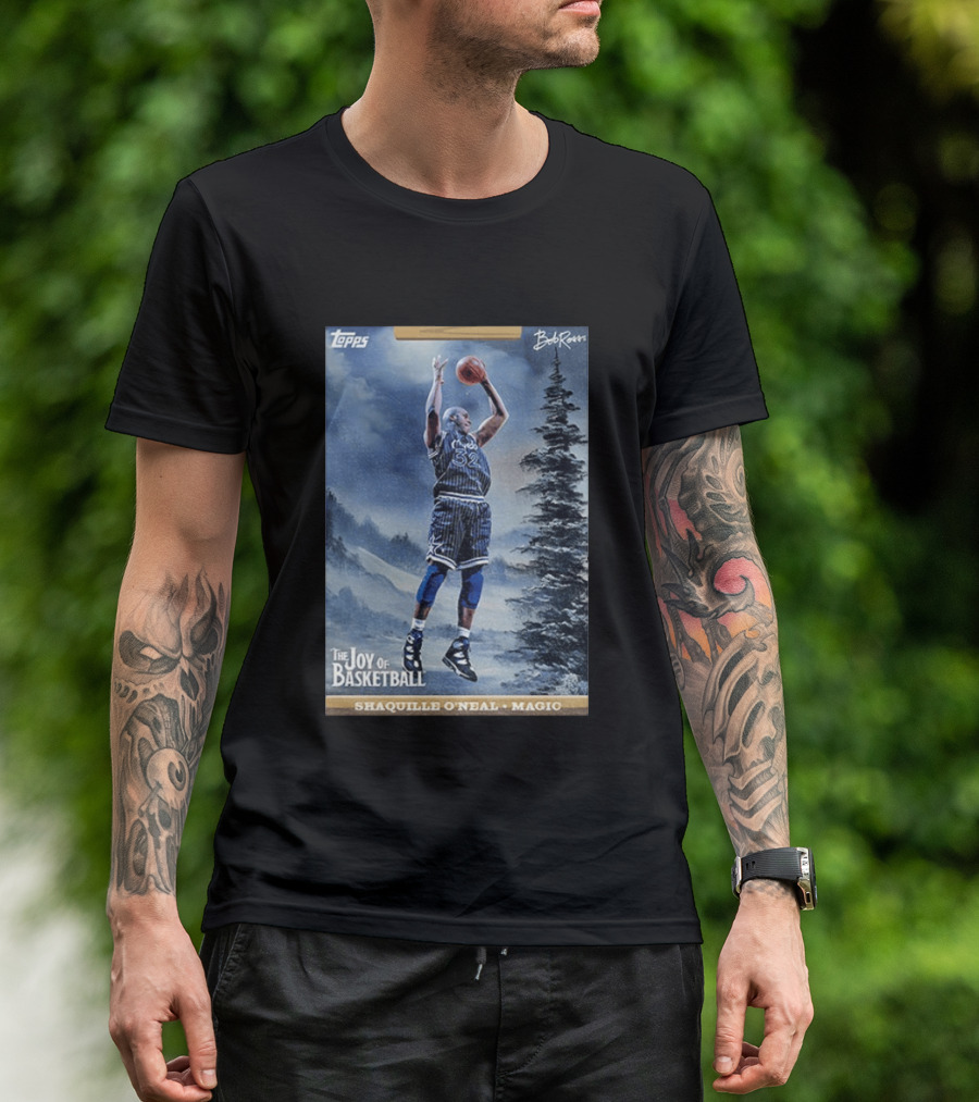 Shaquille O'Neal Magic Topps Bob Ross The Joy Of Basketball Card T-Shirt