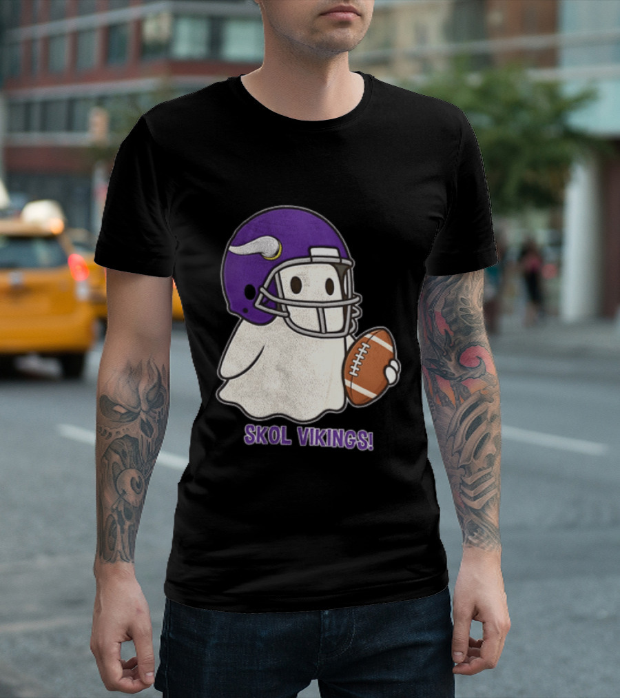 Minnesota Vikings Skol Vikings Ghost Purple Football Helmet T-Shirt