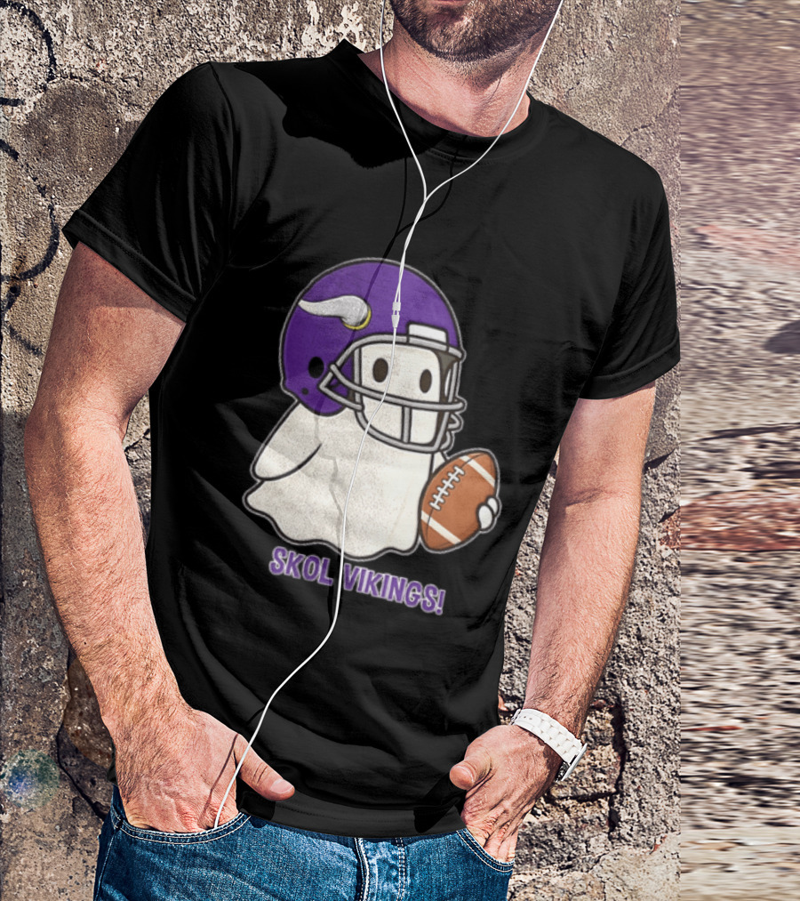 Minnesota Vikings Skol Vikings Ghost Purple Football Helmet T-Shirt