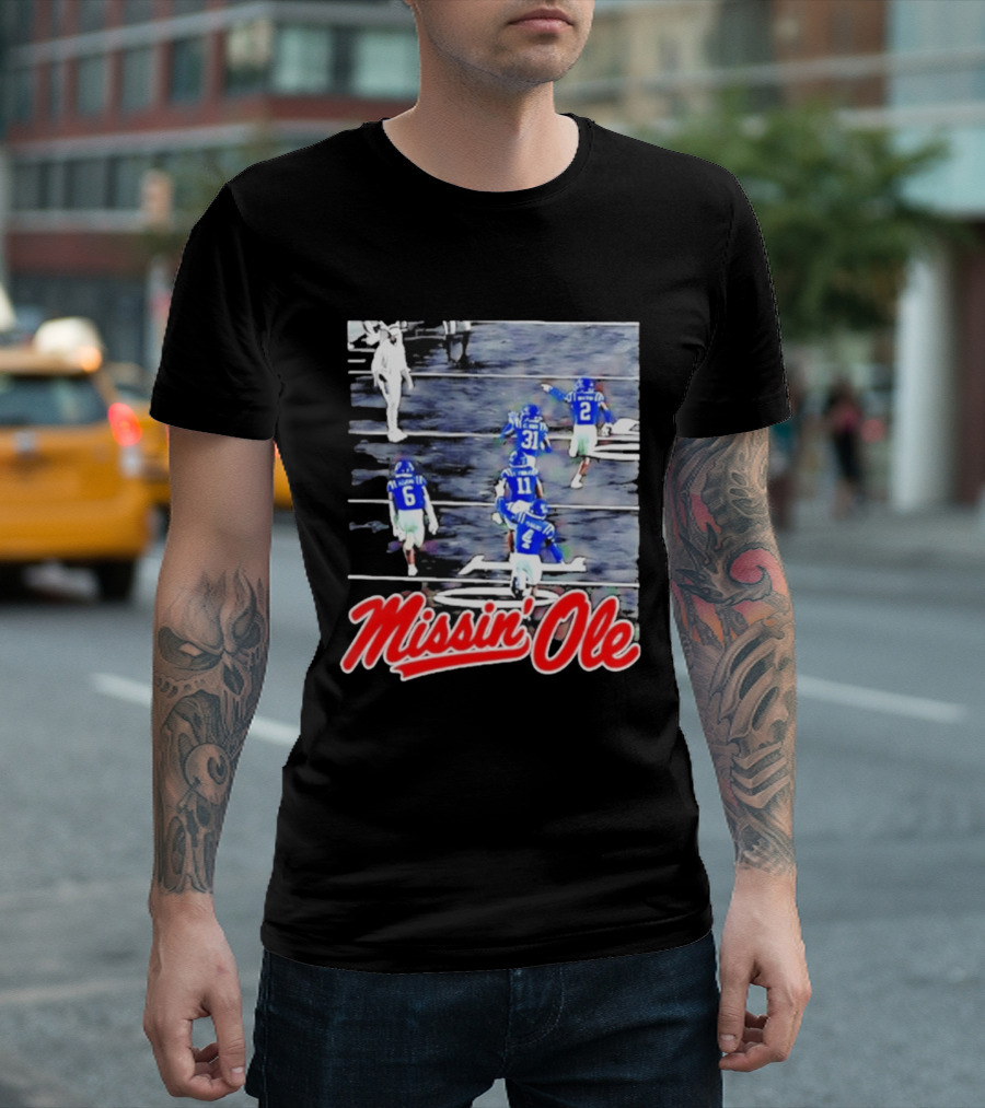 Missin' Ole Mississippi Rebels Football Players In Action T-Shirt