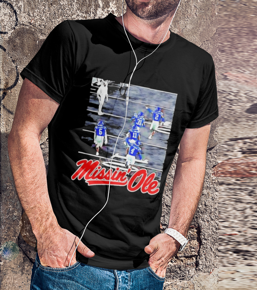 Missin' Ole Mississippi Rebels Football Players In Action T-Shirt