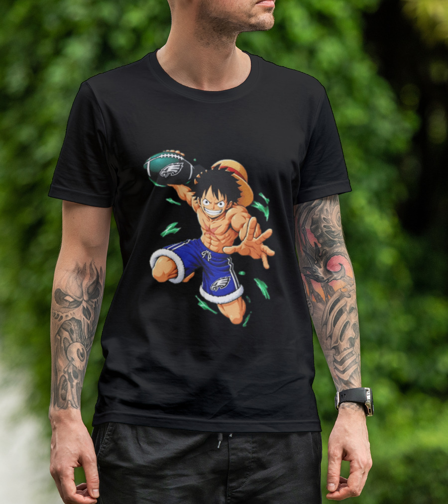 Monkey D. Luffy Philadelphia Eagles Football Anime T-Shirt