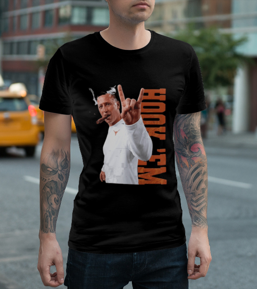 Steve Sarkisian Texas Longhorns NCAA Hook Em Smoking Cigar T-Shirt