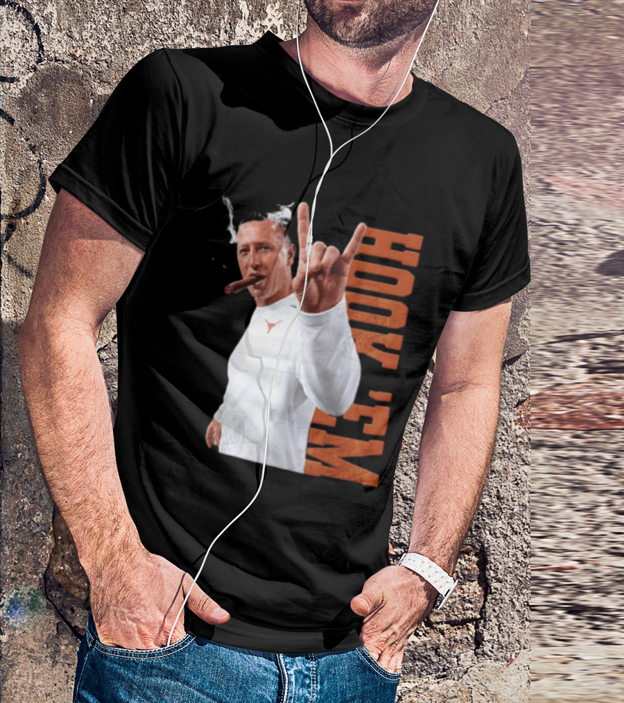 Steve Sarkisian Texas Longhorns NCAA Hook Em Smoking Cigar T-Shirt