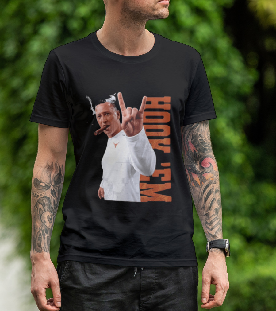 Steve Sarkisian Texas Longhorns NCAA Hook Em Smoking Cigar T-Shirt