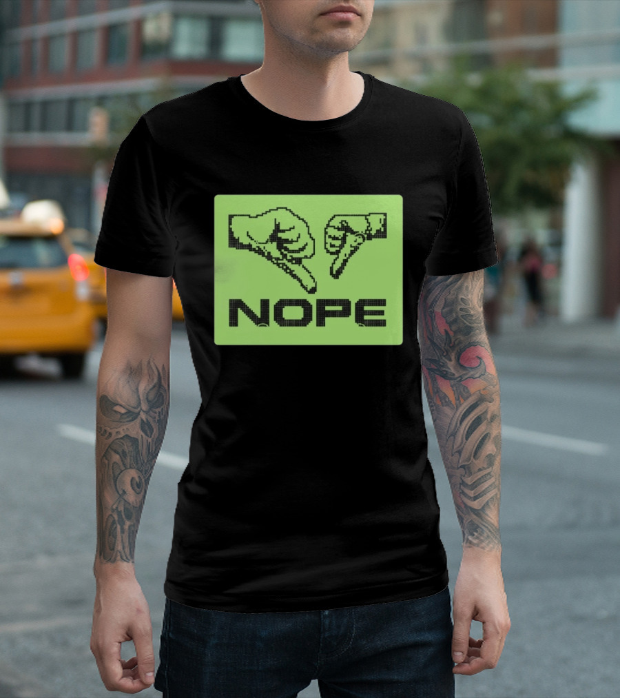 Nope Thumbs Down Pixel Art Dislike Expression T-Shirt
