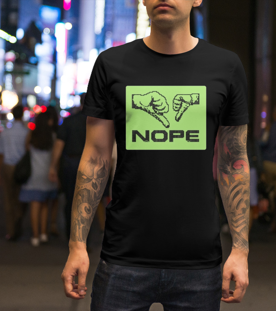 Nope Thumbs Down Pixel Art Dislike Expression T-Shirt