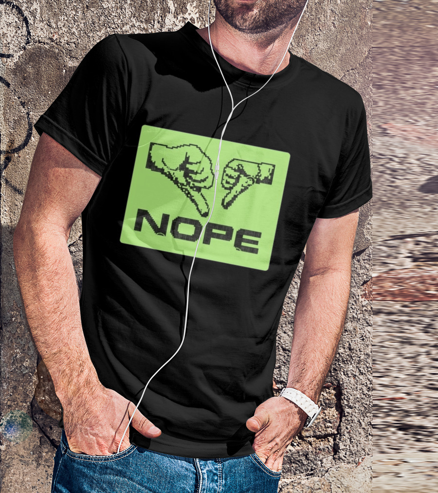 Nope Thumbs Down Pixel Art Dislike Expression T-Shirt
