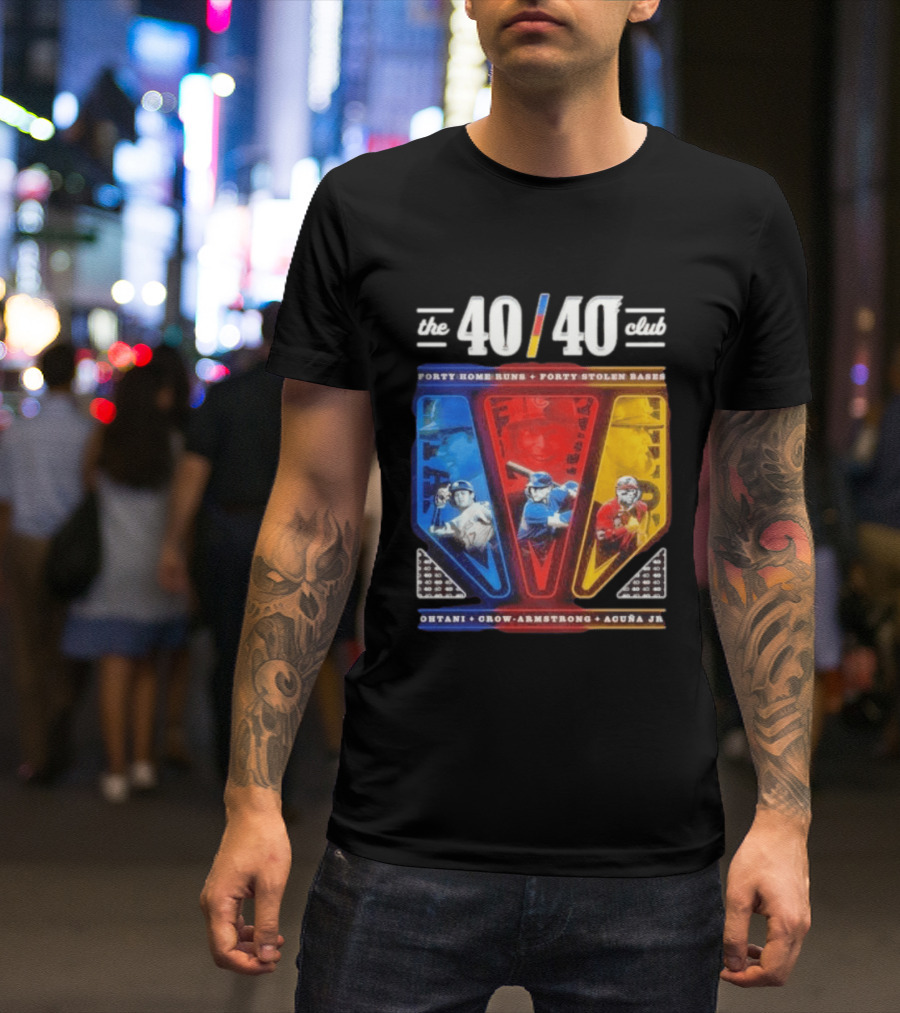 The 40 40 Club Forty Home Runs Forty Stolen Bases Ohtani Crow Armstrong Acuña Jr T-Shirt