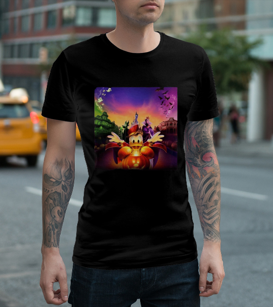 2026 Disney Halloween Festival Disneyland Paris With Haunted Mansion And Donald Duck T-Shirt