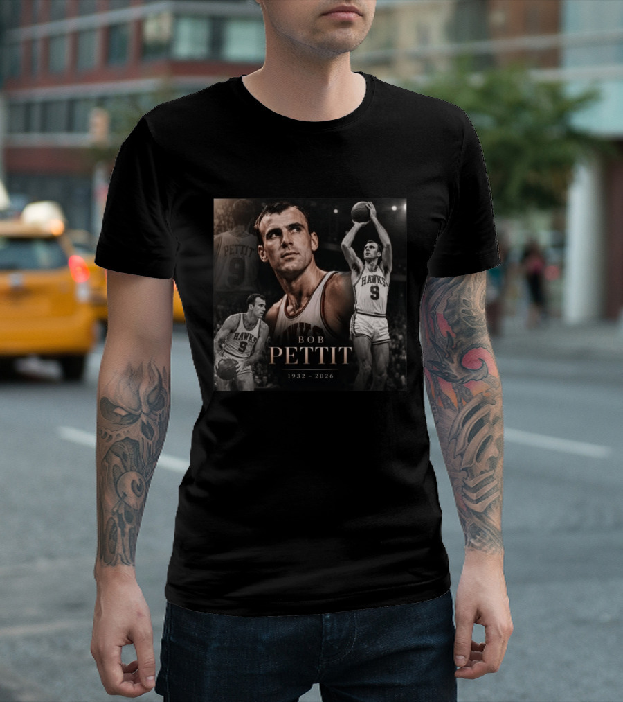 Bob Pettit 1932 2026 Basketball Legend Tribute Hawks Number 9 T-Shirt