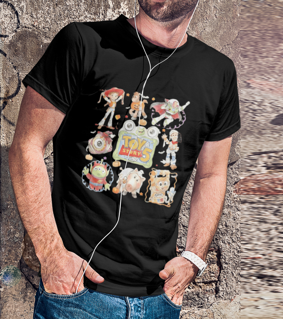 Toy Story 5 Halloween 2026 Buzz Woody Jessie Hamm Alien Potato Rex Bo Peep Slinky Decorations T-Shirt