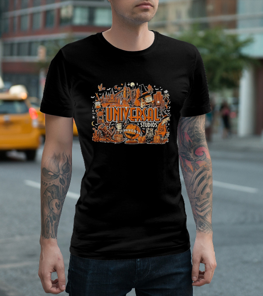 Universal Studios Halloween Horror Nights Trick Or Treat Monsters And Roller T-Shirt