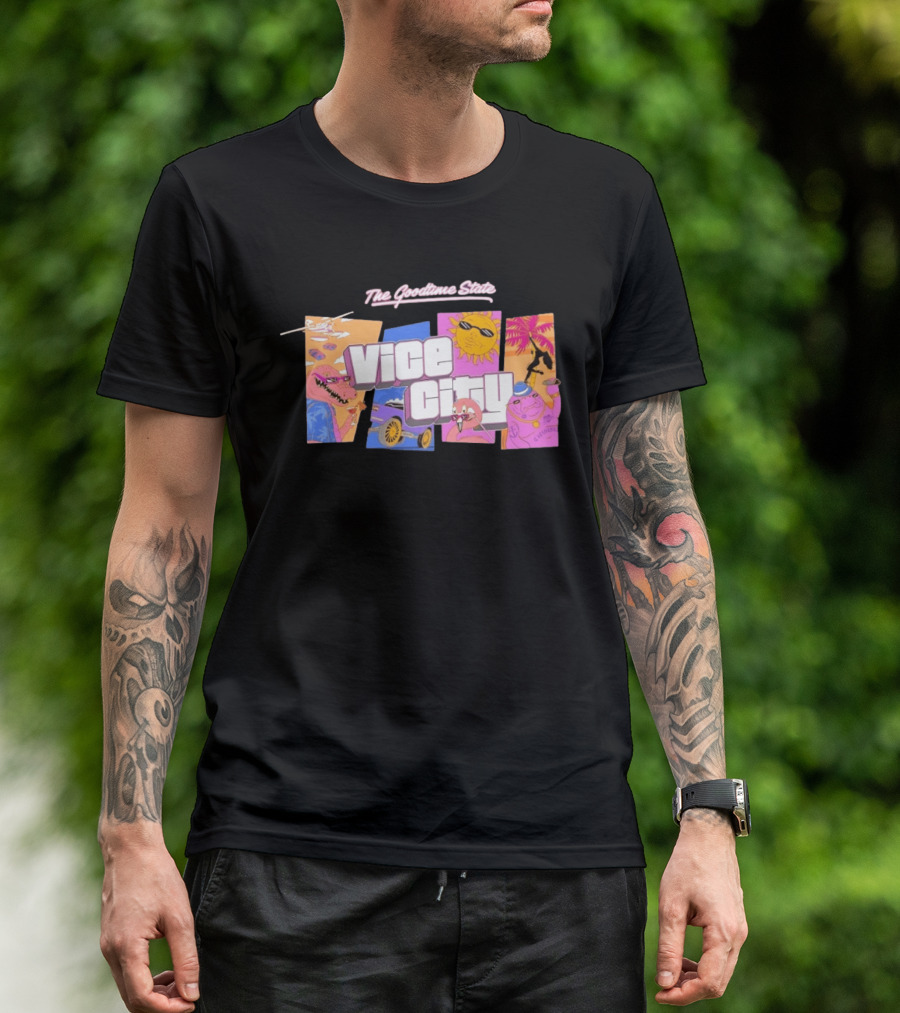 The Goodtime State Vice City Chunker Gaming Retro Tropical T-Shirt