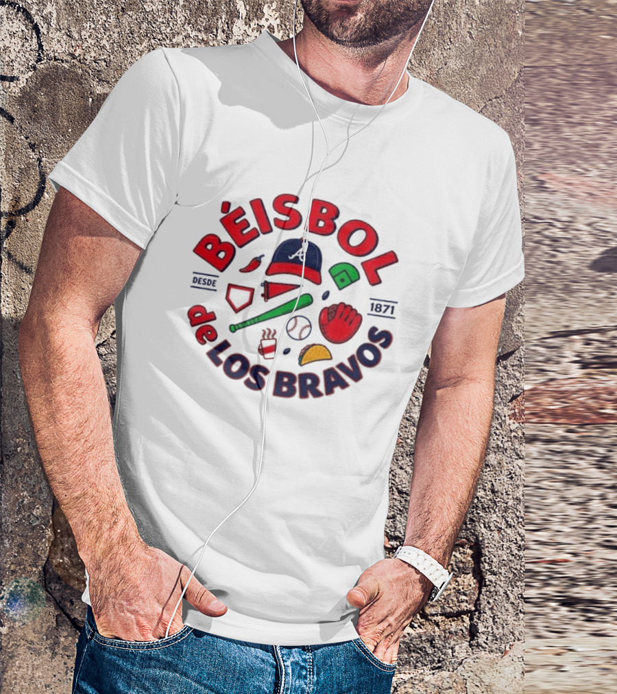 Béisbol De Los Bravos Atlanta Braves Desde 1871 Cap Glove Bat Baseball Iconography T-Shirt