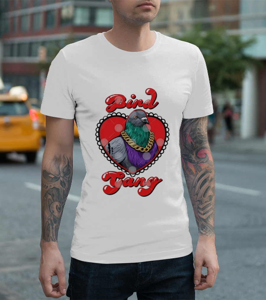 Bird Gang Pigeon With Heart Shaped Gold Chain T-Shirt