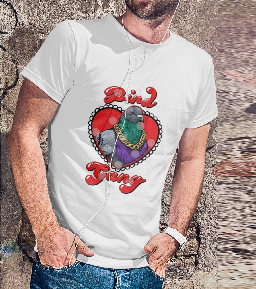 Bird Gang Pigeon With Heart Shaped Gold Chain T-Shirt