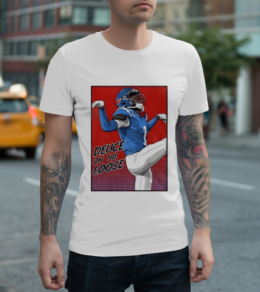 Deuce On The Loose Ole Miss Rebels Football Player Action T-Shirt