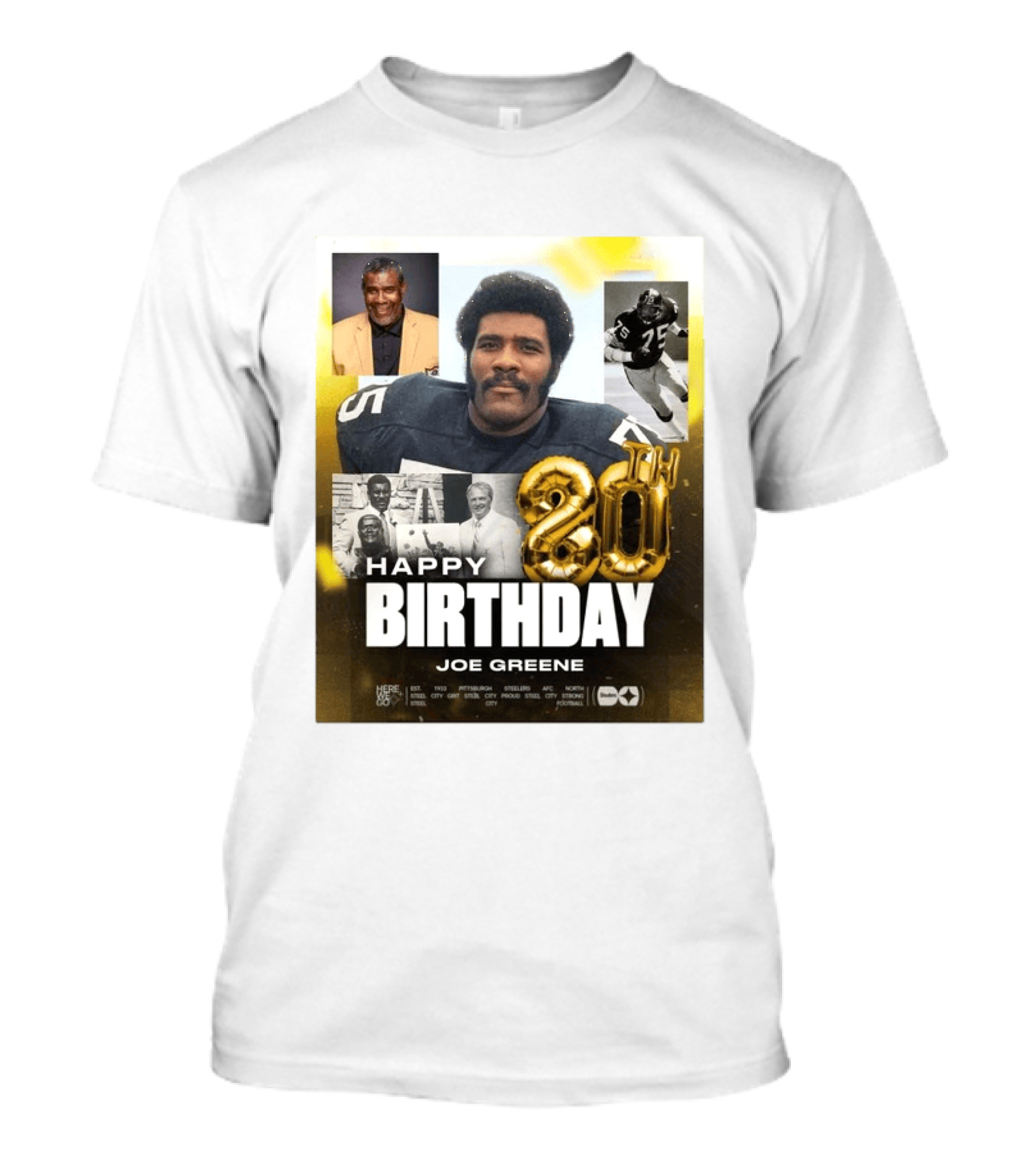 Happy 80th Birthday Joe Greene Pittsburgh Steelers 75 NFL Legend Iconic Moments T-Shirt