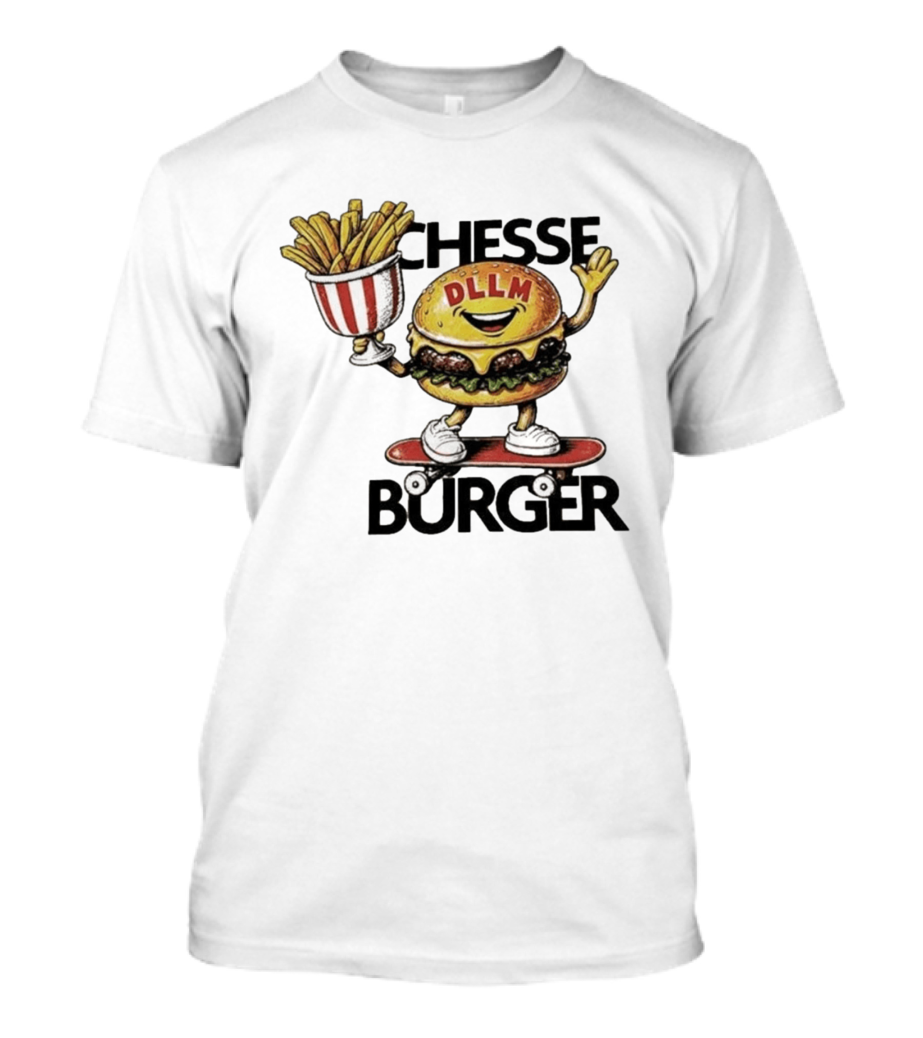 Hong Kong Dllm Chesse Burger Skateboard Fries T-Shirt