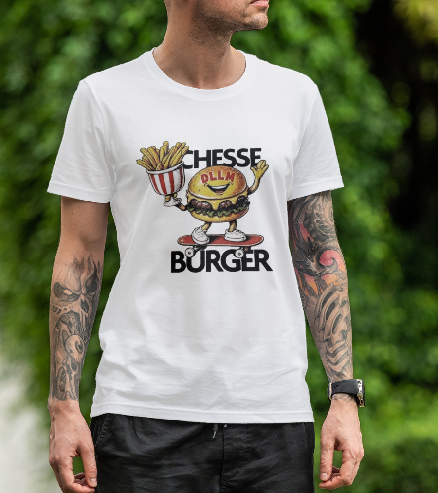 Hong Kong Dllm Chesse Burger Skateboard Fries T-Shirt
