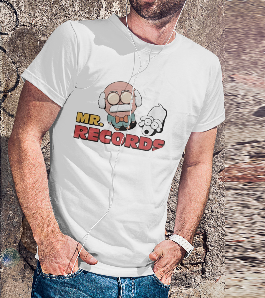 MR. RECORDS Cartoon Style Grandpa And Dog Duo T-Shirt