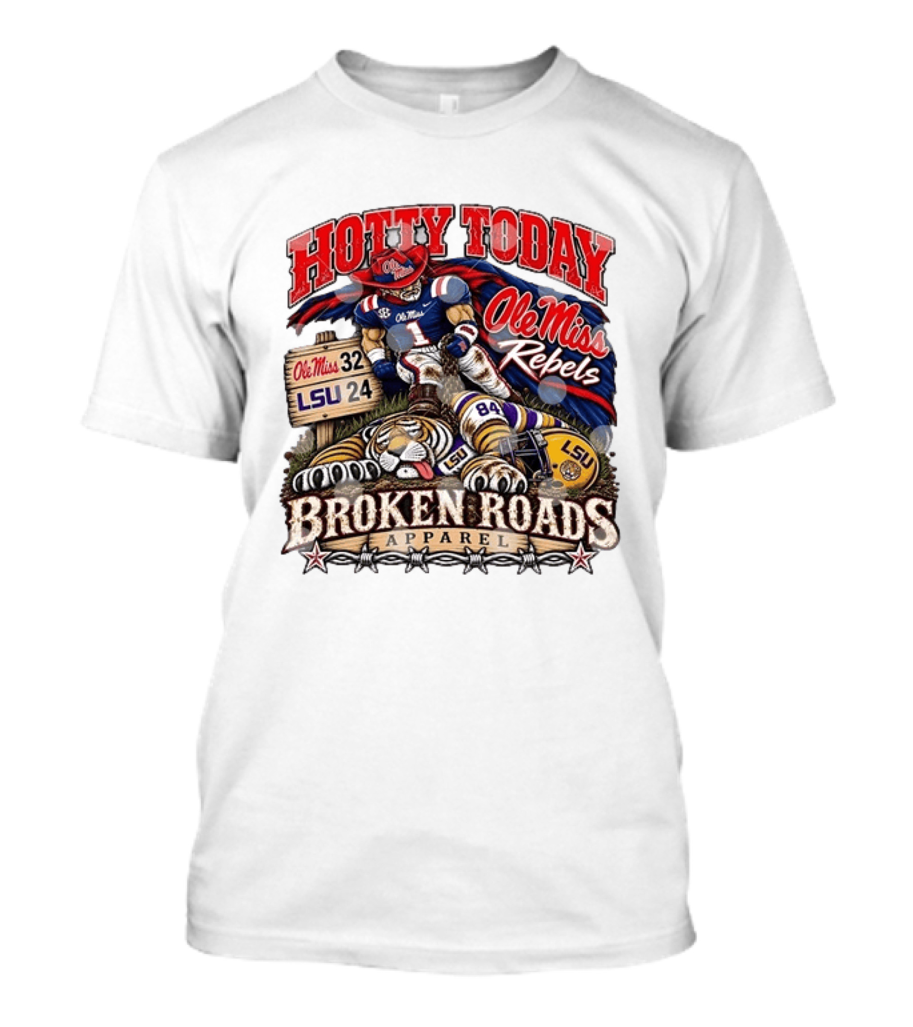 Ole Miss Rebels Victory Over LSU Hotty Today Broken Roads T-Shirt
