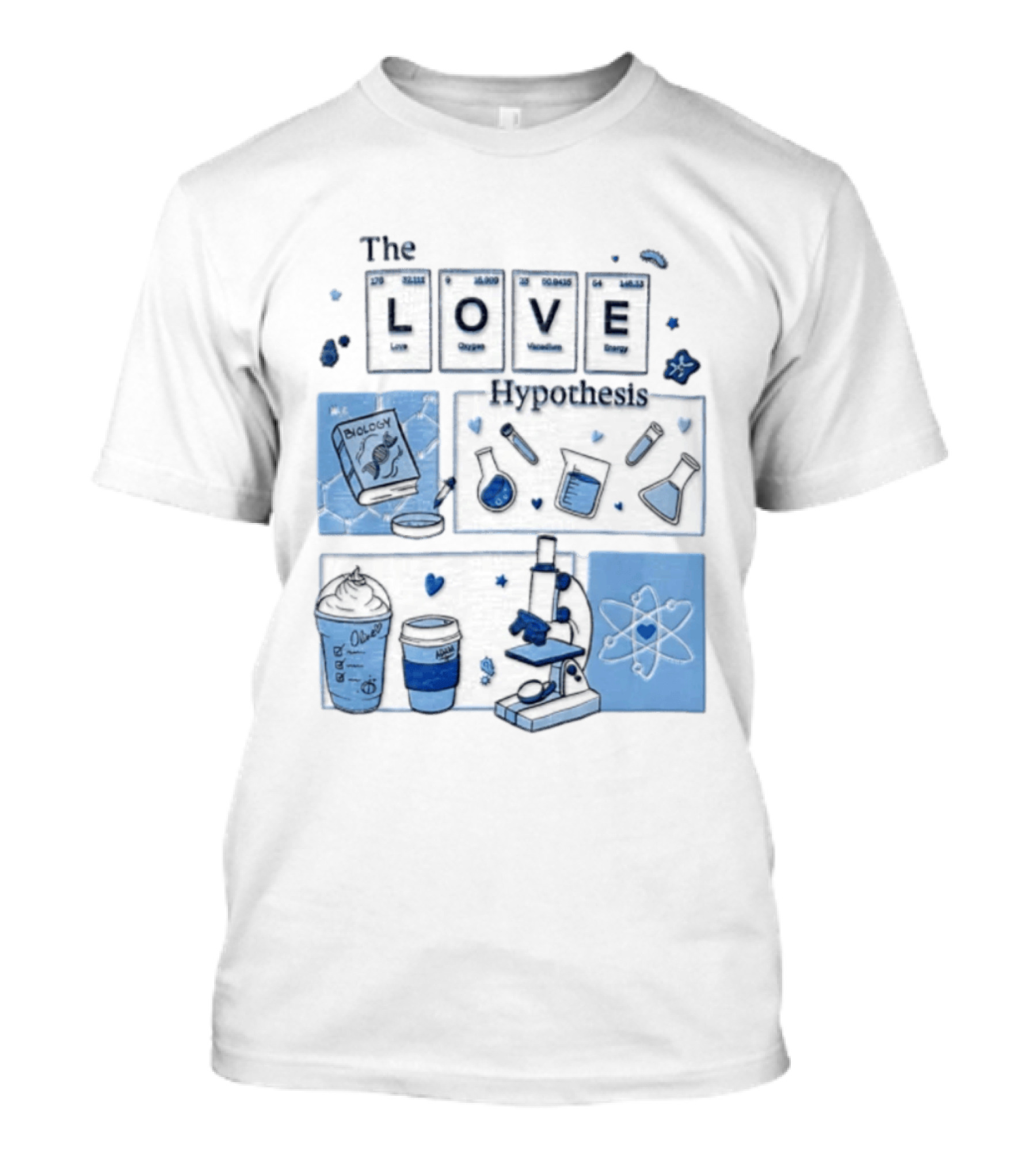 The Love Hypothesis Periodic Table Science Equipment Microscope Biology Book Chemistry T-Shirt