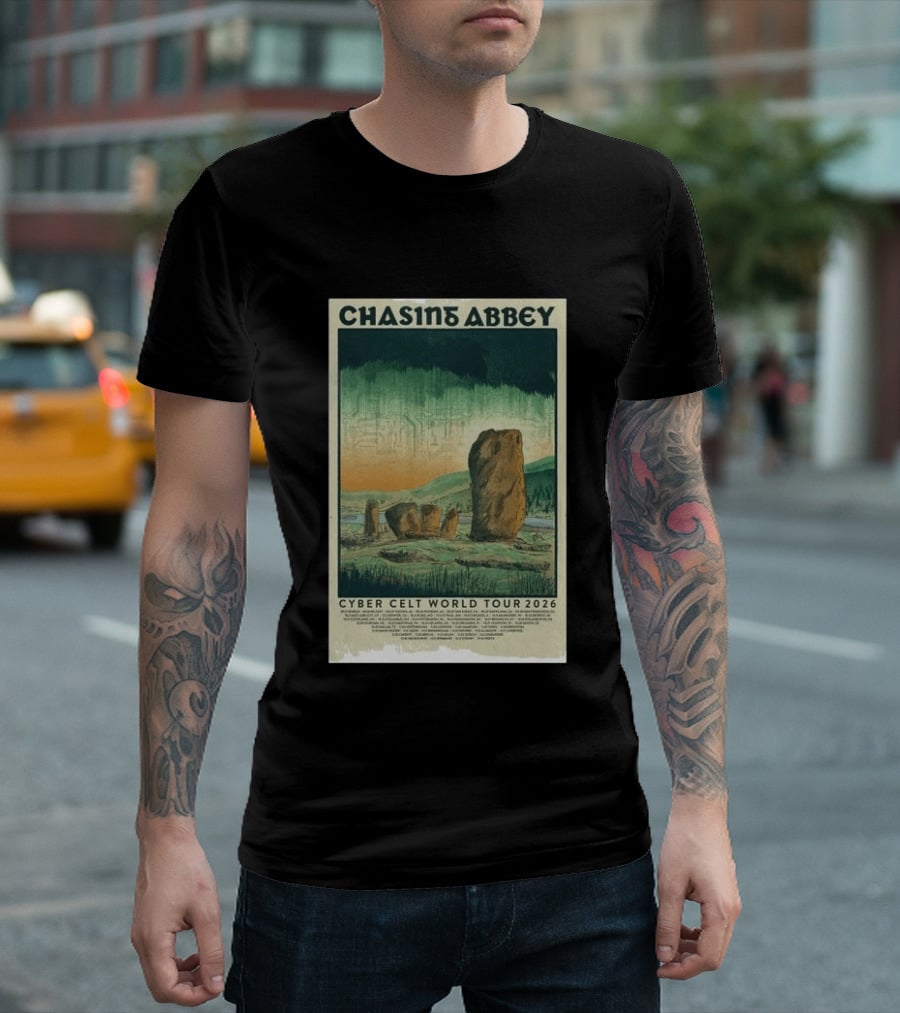 Chasin Abbey Cyber Celt World Tour 2026 Stone Circle Landscape T-Shirt