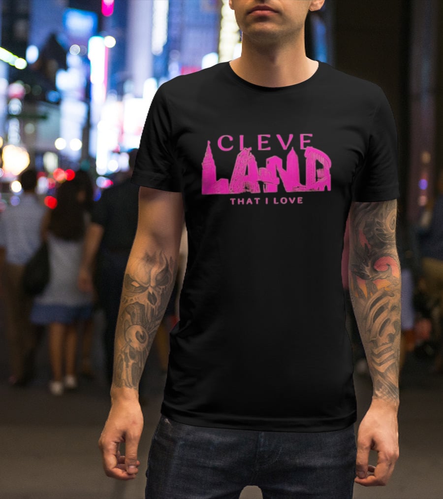 Cleveland Landmarks That I Love Pink Skyline T-Shirt